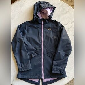 REI Navy Lightweight Jacket with Light Purple Interior-Girls Size 10-12